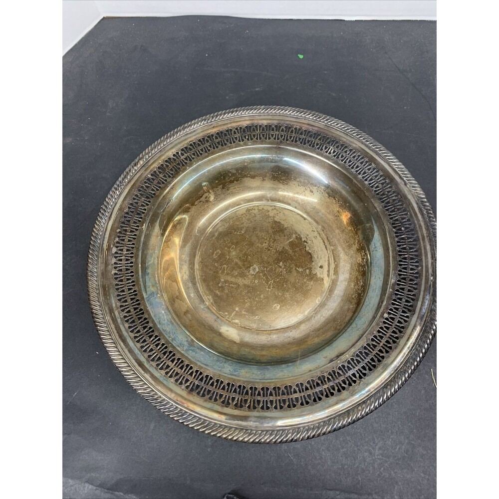 Wm Rogers Silver Plated Serving Bowl W/ Rope Edge Design 12 1/4” 335